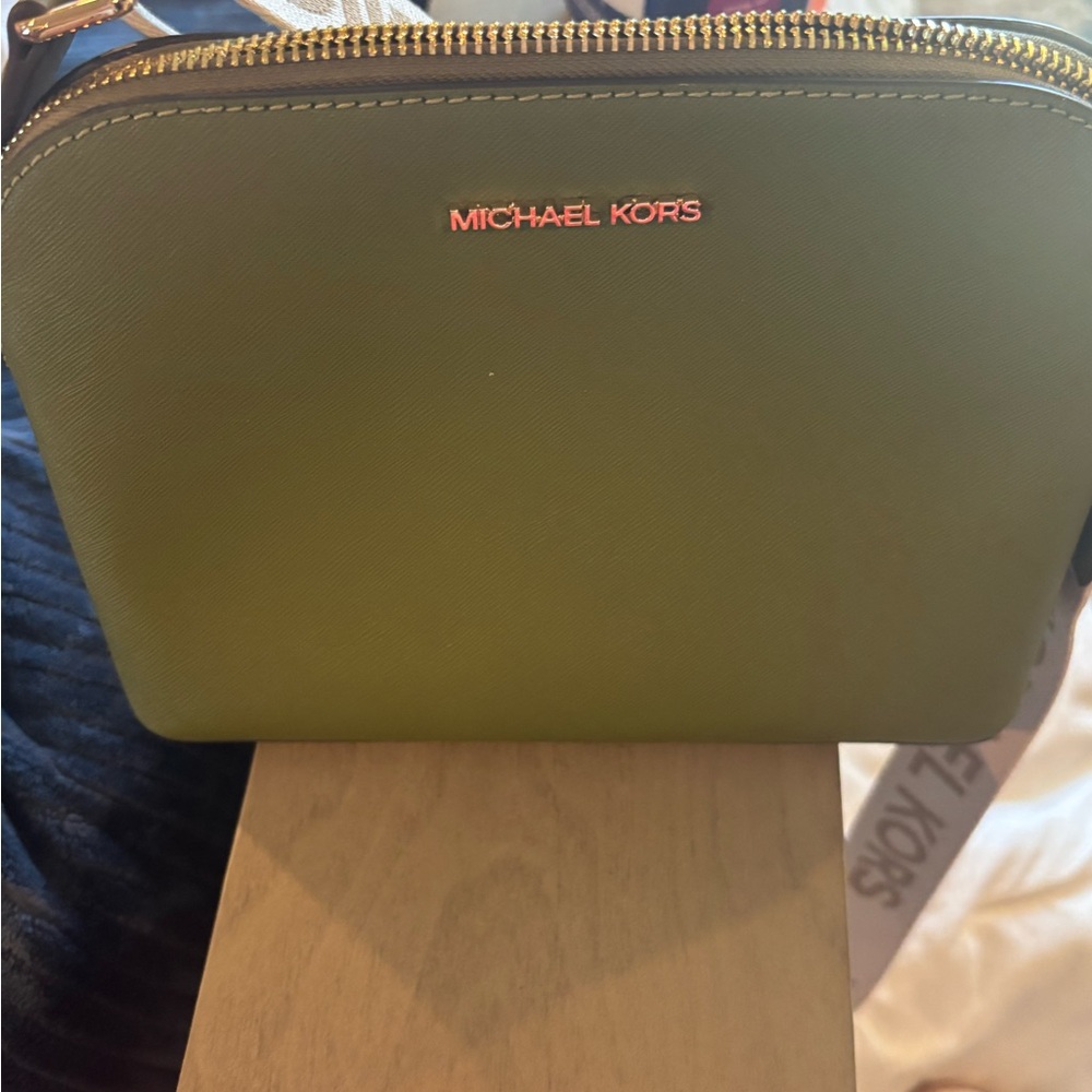 Michael Kors Green Crossbody Bag with Gold Hardware